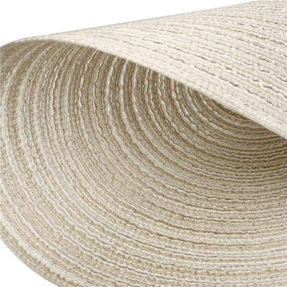 14 " Round Placemats Heat-Resistant Stain Resistant Anti-Skid (Beige, Set of 6) - Picture 2 of 6